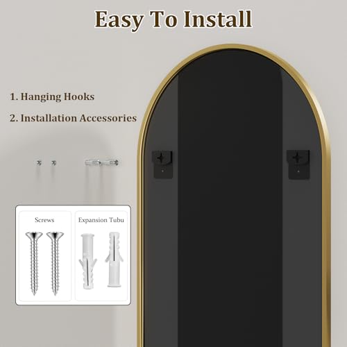 HARRITPURE Arched Bathroom Mirror - 30"x48" Gold Large Wall Mounted Vanity Mirror Aluminum Alloy Frame Arch Wall Mirror for Living Room, Bedroom, Entryway - color: Gold-1pcs, size: 48"L x 30"W