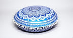 CRAFT KALA 32" Large Round Bohemian Floor Pillow Cover Boho Pouf Cover Mandala Meditation Room Pillows Cover Adults Seating Poufs Cushion Cover for Kids Reading Playroom Blue Ombre - color: Blue Ombre