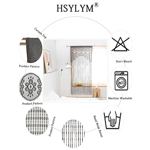 HSYLYM String Door Privacy Lace Curtain Macrame Boho Doorway Window Curtains for Wall Divider Windows Door Covers Decorative Room Separation (35×79in/90×200cm,Grey) - color: Grey, size: 35"W x 79"L (Pack of 1)