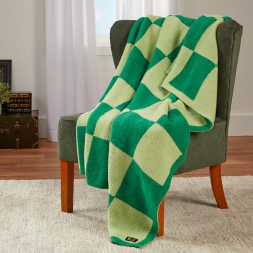 Wicked Elphaba Paul Tazewell Checkered Bedding Soft Cozy Feather Knit Intarsia Throw Blanket, 50 in x 60 in, (Officially Licensed Product) By Franco Collectibles - color: Wicked - Elphaba Checkered, size: 50 in x 60 in