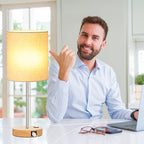 Lynnoland Set of 2 Touch Wood Table Lamps, Bedroom Lamps with 2 USB AC Outlet, 3-Way Dimmable Bedside Nightstand Lamps for Bedroom Living Room Nursery, 800 Lumens 2700K Bulbs Included - color: (2 Pack)Beige & Wood(Base)-2700K Bulbs Included