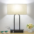Bedside Touch Control Table Lamp with Dual USB Charging Ports 1 AC Outlet, 3 Way Dimmable Modern Nightstand Lamp with Cream Fabric Shade, Desk Lamp for Bedroom Living Room Office with 5000K LED Bulb - color: Cream