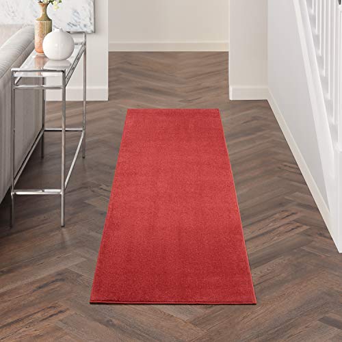 Nourison Home Nourison Essentials Brick Red 2'2" x 7'6" Area Rug - Easy Clean, Non Shedding, Bed Room, Living Room, Dining Room, Kitchen (8' Runner) - color: Brick Red, size: 2'2" x 7'6" (Runner)