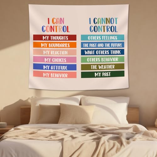 50x60in Mental Health Tapestry, Circle of Control Positive Affirmations Wall Hanging, Mental Health Gift for Women, Inspirational Psychology Poster Wall Art Decor for Therapy Office, School Counselor