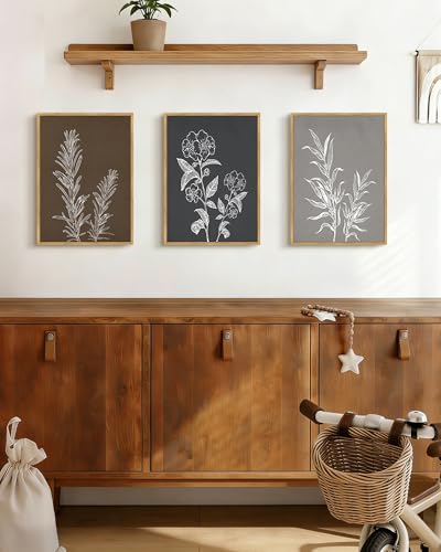 Drsoum Botanical Boho Vintage Flower Wall Art Framed Retro Floral Prints Wildflower Neutral Rustic Bohemain Artwork Kitchen Living Room Ready to Hang 11x14in Natural Framed - color: Flower Bouquet, size: 14L" x 11W", Natural Framed