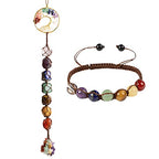 1 Set of Tree of Life Ornament and 7 Chakra Bracelet Healing Crystals Feng Shui Hanging Ornament 7 Chakra Wall Ornament