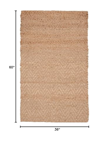 SAFAVIEH Natural Fiber Collection Accent Rug - 3' x 5', Natural, Handmade Farmhouse Fringe Jute, Ideal for High Traffic Areas in Entryway, Living Room, Bedroom (NF731A) - size: 3' x 5' (Rectangular)