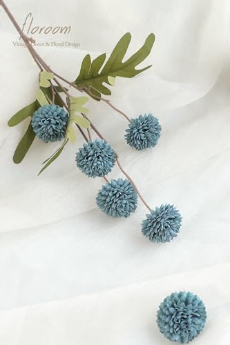 Floroom 6pcs Dusty Blue Faux Silk Mums Artificial Flowers, Bulk Fake Small Mini Chrysanthemums with Stems for DIY Slate Blue Wedding Centerpieces Floral Arrangements Vase Fillers Home Decorations - color: Dusty Blue, size: 6pcs