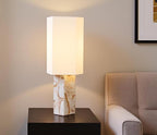 Cruiser’s Caché 18" Contemporary Contemporary Agate Table Lamp, Natural Color with Handloomed Fabric Lampshade - style: Contemporary Agate