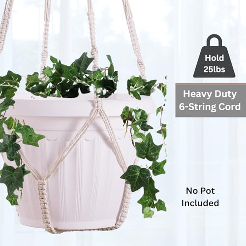 Giant XXL 55 Inches Macrame Planter Hanger Large for 15 inch Pot + Swag Hook | Extra Large Hanging Planter for Indoor Plants | No Pot/Plant Included (XXL) - color: Beige