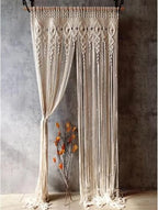 Foreate Macrame Curtains Long Cotton Macrame Wall Hanging Boho Beaded Curtain for Window Doorway Handmade Wedding Backdrop Room Divider, 2 Panels 79" L x 35" W - size: 35.5"W x 79"L (Pack of 2)
