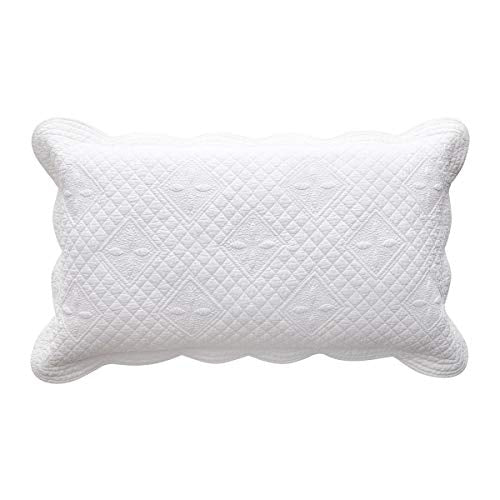 Calla Angel Sage Garden Luxury Pure Cotton Quilted Pillow Sham, King Pillow, 20x36, White - color: White, size: King