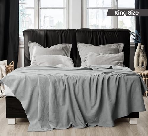 Utopia Bedding 100% Cotton Thermal Blanket Cool Grey Twin Size Soft, Lightweight, Breathable, Cozy Spring and Summer Blanket for Couch and Sofa, Home Room Decor Gifts for Women and Men (90x72 Inches) - color: Cool Grey, size: Twin