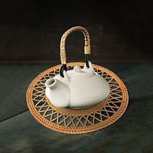 Wall Basket Decor, Boho Handmade Hanging Wall Baskets, Woven Seagrass Rattan Wall Decor, Flat Round Handcrafted Wall Decor for Coastal Art Bedroom Living Room Farmhouse home(Rattan round cross 30cm) - color: Rattan round cross 30cm