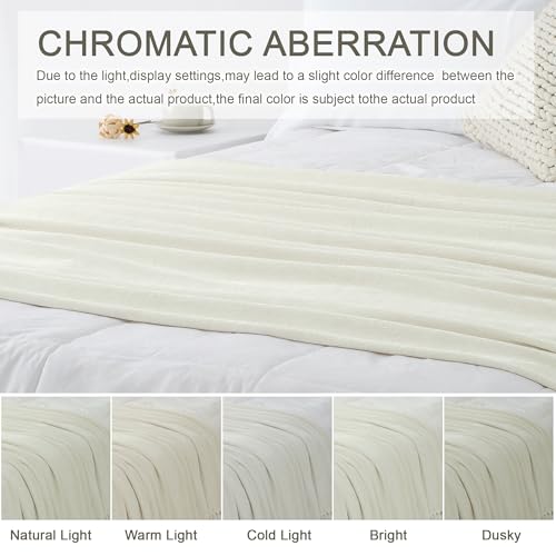 Chenille Throw Blanket for Couch 60"X 80" Twin, Soft Cozy Throws with Fringe Tassel for Bed Sofa Chair Cover, Lightweight Knitted Decorative Boho Blankets for Living Room, Ivory White - color: Ivory White, size: 60x80 inch