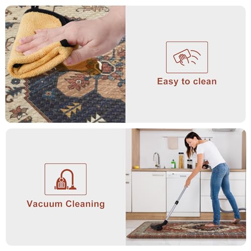 KIMODE Farmhouse Kitchen Mats, Anti Fatigue Kitchen Rugs Sets of 2, Non Slip Waterproof Kitchen Floor Mats, Ergonomic Cushioned Comfort Standing Mat, Red Laundry Room Rug for Office, Sink, Desk - color: Red Floral, size: 17.3" x 47 "+ 17.3" x 29 "--0.47 i