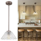 Pendant Lights Kitchen Island, HWH Kitchen Island Lighting for Bathroom, Dining Room, 1-Light Hanging Lights Fixtures with Clear Floral Glass, Oil-Rubbed Bronze Finish, 5HJX110MIL ORB - color: Oil-Rubbed Bronze