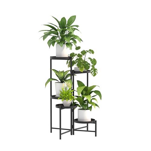 Plant Stand Flower Stand, 5 Tier Metal Outdoor Plant Shelf Balcony Planter, Tall Tiered Plant Stands for Indoor, Corner Flower Display Stand for Multiple Large Plants, Heavy Duty Multi Plant Shelves for Patio Garden Living Room - size: 5 Tier