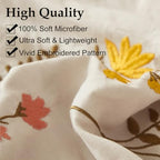 Cream Pillowcases, Embroidered Flower Pillow Cases Set of 2, 100% Washed Microfiber, Boho Chic Country Style Pillow Cover, 2 Pack (King,Beige Gray Flower) - color: Beige-01, size: King, 20" x 40" (Pack of 2)