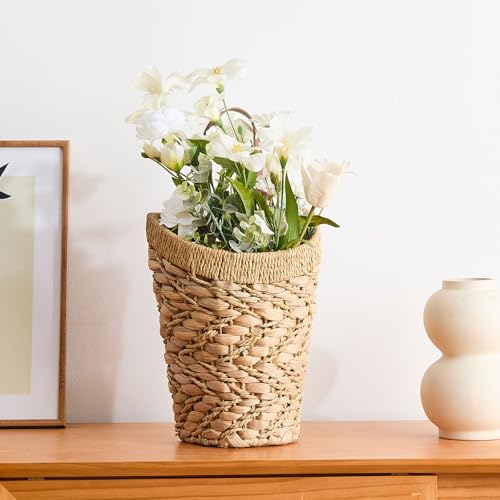 Handwoven Front Door Basket Water Hyacinth Wall Hanging Basket Decorative Boho Mounted Organizer for Dried Flower Plants Storage Basket for Garden, Home, and Farmhouse Décor - color: Mix