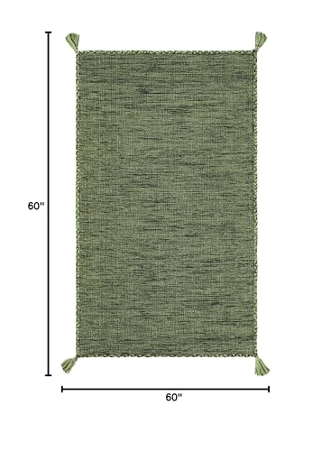 SAFAVIEH Montauk Collection Accent Rug - 2' x 3', Green & Black, Handmade Flat Weave Cotton Corner Tassel, Ideal for High Traffic Areas in Entryway, Living Room, Bedroom (MTK150Y) - color: Green/Black, size: 2' x 3' (Rectangular)