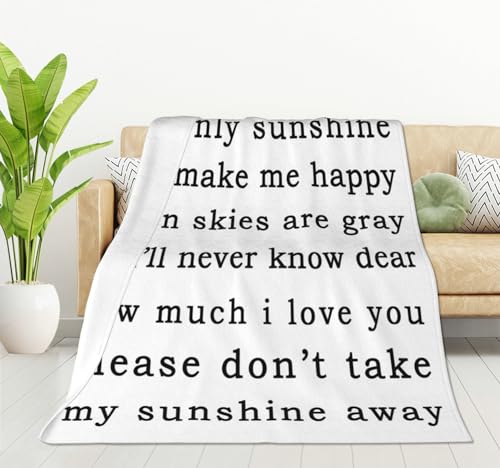 HGOD DESIGNS You are My Sunshine My only Sunshine You Make me Happy I Love You Please Dont take My Sunshine Away Blanket Throw Blanket Soft Comfortable for Sofa Chair Bed Office 40"x50" - color: Happiness Quote, size: 40x50 inch