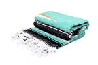 Open Road Goods Mexican Diamond Blanket - XL Heavyweight Yoga Blanket – Handmade in Mexico - Thick Boho Serape Saltillo Style Throw for Beach, Picnic, Home, Camping and More! (Mint & Black) - color: Mint & Black