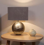 Cruiser’s Caché 19" Modern Metal Table Lamp, Antique Gold Finish with Handloomed Dark Khaki Rectangular Lampshade - style: Modern Metal