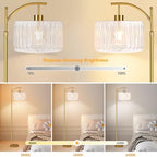 QIYIZM Glass Floor Lamp for Living Room,Bedroom,Gold Dimmable Standing Lamp with Remote,Brass White Tall Lamp Boho Mid Century Modern Floor Lamps Arc Floor Light Lamp Girls Kids Bohemian - size: 26-Floor Lamp