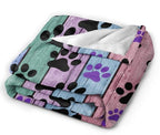 HGOD DESIGNS Dog Paw Throw Blanket Rustic Rainbow Woodgrain Black and Purple Dog Paw Soft Blankets and Throws 50x60 Inch Caring for Women Men - color: Dog Paw, size: 50x60 inch
