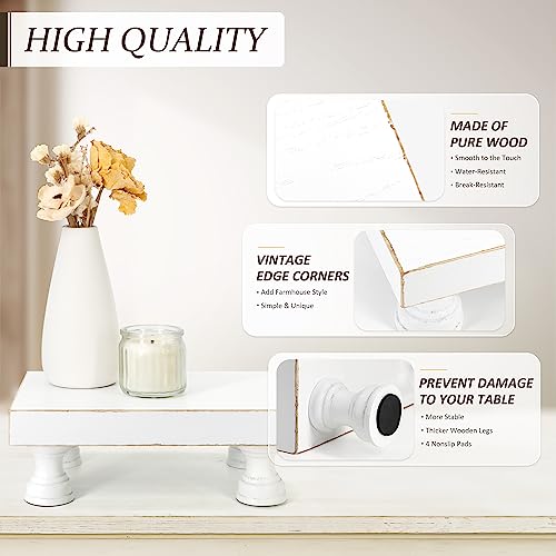 EOSAHR Decorative Wood Riser for Home Decor : Farmhouse Pedestal Stand for Display and Rustic Soap Holder for Sink Organizer - Retro Display Tray for Your Home, Livingroom, Bathroom,and Kitchen - color: C-White