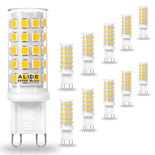 ALIDE G9 5W Led Bulbs 4000K Natural White,50W 60W Halogen Equivalent,AC120V T4 G9 Bi-pin Neutral White Led Bulbs for Chandelier Home Lighting,550LM,10Pack, Non-dimmable - color: 5w 4000k Natural
