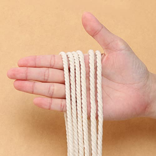 Macrame Cord 4mm x 165Yards (495Feet), Natural Cotton Macrame Rope - 3 Strands Twisted Macrame Cotton Cord for Wall Hanging, Plant Hangers, Crafts, Gift Wrapping and Wedding Decorations - color: Natural Color, size: 0.16 in x 165 yd