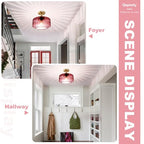 2-Pack Purple Ribbed Glass Ceiling Light, Semi Flush Mount Fixture | Anti-Rust, E26 Socket, Easy To Install, Max 60W, Ideal For Bedrooms, Bathrooms, Hallways, Closets, Apartments - color: Purple, 2 Pack