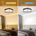 Flush Mount Ceiling Light, 12.6” Close to Ceiling Light Fixtures with Globe Glass Shade, 4-Light Black Ceiling Light Fixture for Bedroom Kitchen Hallway Living Room Dining Room Entryway - color: 4 Light Black