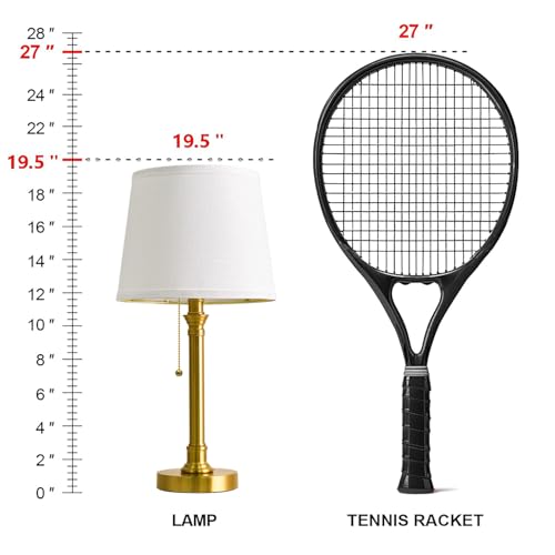 Oneach 19.5" Gold Table Lamp Set of 2, Small Bedside Table Lamps with USB A+C Charging Ports, Pull Chain Switch, Brass Modern Nightstand Lamps for Living Room, Bedroom, Nursery - color: Gold USB-2Pack