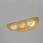 Sovev 27.5 in. Brass Bohemian 3-Light Dimmable Pendant Light with Opal Glass Rattan Shade - color: Sovev - 3 Light