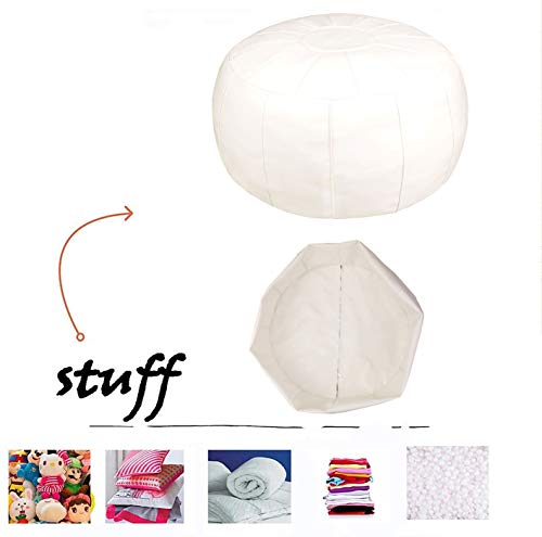 Unstuffed Pouf Foot Stool Round Decorative Leather Ottoman Cushion Storage seat or for Resting Your Feet on, Floor Chair Foot Living Room Bedroom Kids Room and Wedding (White) - color: White