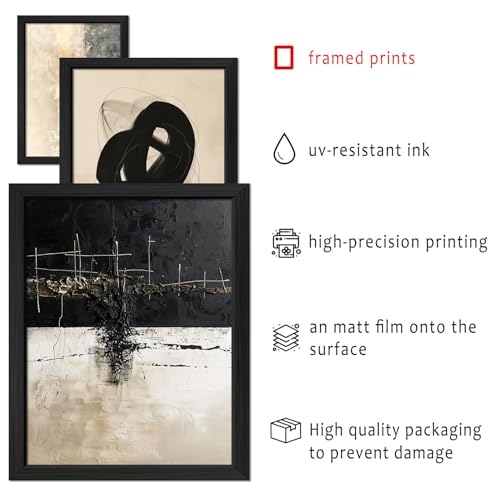 ANERZA 16 PCS Framed Black and White Abstract Wall Art Decor, Minimalist Wall Prints for Bedroom, Gallery Wall Frame Set, Posters for Living Room Aesthetic, Collage Kit, Dorm Artwork - color: Black and White, size: 12"x15" Framed