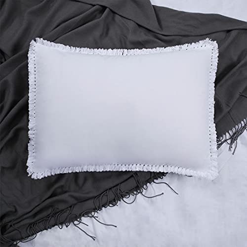 Boho Pillow Shams White Fringed Standard Set of 2 Tassel Pillowcases Cotton Decorative Tufted Moroccan 2 Pack Bohemian 20×26 - color: White, size: 20" x 26" (Pack of 2)