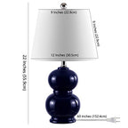 SAFAVIEH Lighting Collection Everlee Modern Contemporary Navy Ceramic Double Gourd 22-inch Bedroom Living Room Home Office Desk Nightstand Table Lamp (LED Bulb Included) - color: Navy