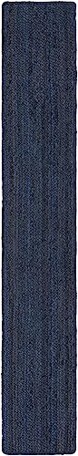 Unique Loom Braided Jute Collection Area Rug - Dhaka (1' 2" x 8' Table Runner, Navy Blue) - color: Navy Blue, size: 1'2" x 8' (Table Runner)
