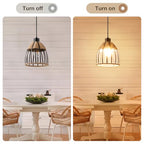 OCIOC Mini Hemp Rope Woven Pendant Light, Boho Chanderlier Light Fixture, 6.9 Inch Farmhouse Rattan Adjustable Height Hanging lamp for Kitchen Island Bedroom, Dining Room, Living Room, Entryway, Foyer - size: 5.5