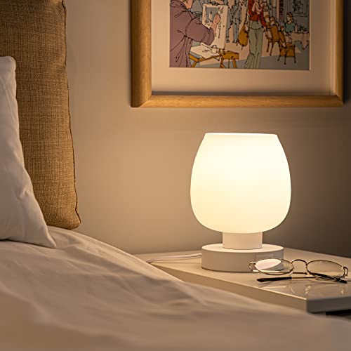 Touch Bedside Table Lamp Set of 2 - Modern Nightstand with USB-C&A Charging, 3-Way Dimmable LED Desk Lamp, White Opal Glass Shade - color: USB-white_2packs, size: USB