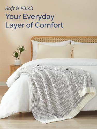 Grey Throw Blanket - Super Soft Throw for Couch, Bed, Sofa, Chair - Lightweight, Warm, Double Sided Knit - All Season Cozy, Fuzzy, Anti-Static Microplush Blanket for Women, Bedroom, Home Decor, 50x60 - color: 01 - Heathered Grey