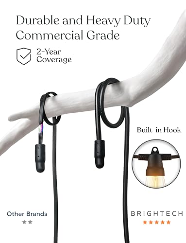 Brightech Ambience Pro 27-Ft Solar String Lights for Outside - Super Bright Remote Control Color Adjustable Outdoor String Light - Commercial Grade String, Waterproof LED for Patios, Camping, 12 Bulbs - color: Super Bright +, size: 27 Feet