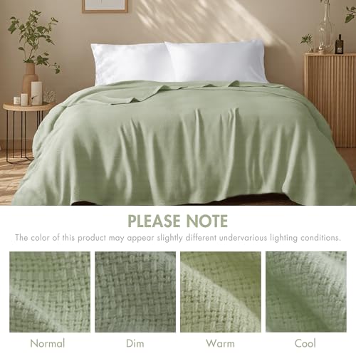 Madison Park Farmhouse Blanket,100% Cotton Luxuriously Soft Fresh Spun Farmhouse Basketweave Blanket Breathable All Seasons Lightweight Blanket for Bed, Couch and Office, Twin, Green - color: Green, size: Twin