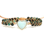 Women Boho Wrap Bracelet,Handmade Natural Stone Crystal Emperor Beads Heart Bracelet, Fashion Bohemian Jewelry Gift for Women - color: African Turquoise 2#