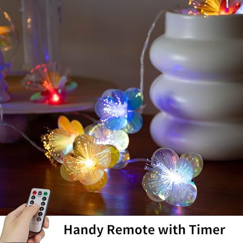 YOLIGHT Fiber Optic Flower String Lights Battery Operated with Timer, 13ft 20 LED Colorful Flower Garland Lights Fairy Lights for Room Table Wedding Christmas Easter Décor (Multi-Color) - color: Multicolor, size: 13ft