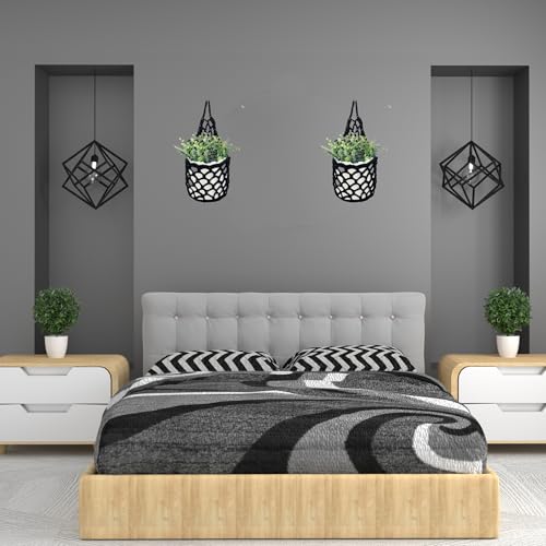 2PK Wall Planters for Indoor Plants, Macrame Plant Hanger | Plant Hanger, Hanging Planter (2PK, up to 6 inch Pot) - color: Black X 2pc